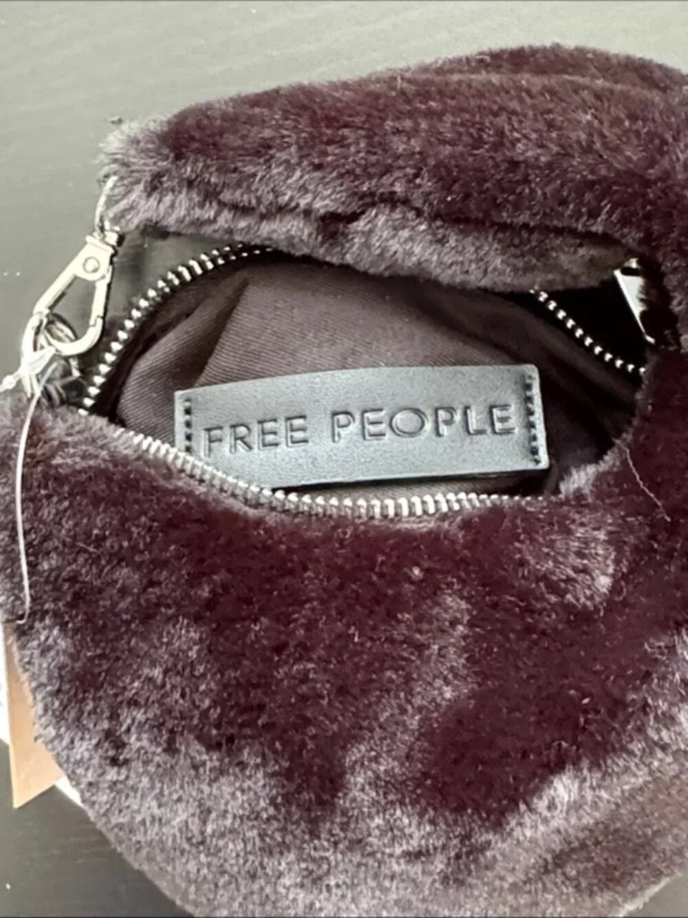 Anthropologie Melie Bianco Brigette Satchel Faux Fur Mini Black Bag Purse‎ - NEW